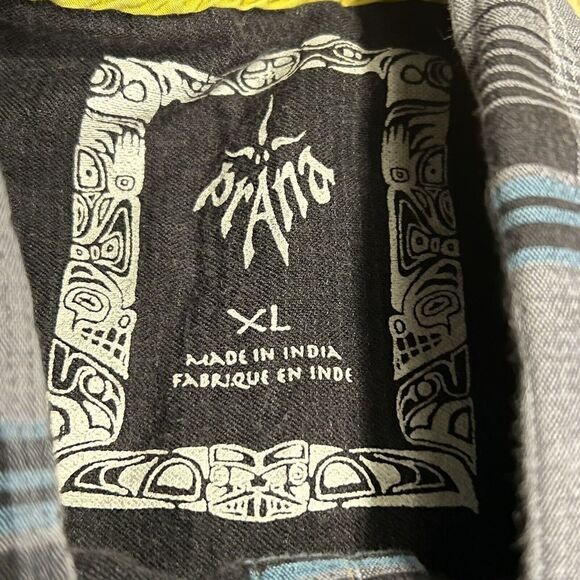 Prana Breath Flannel Shirt Large Blue, Grey  Plaid Check Long Sleeve Lined XL - Picture 5 of 7